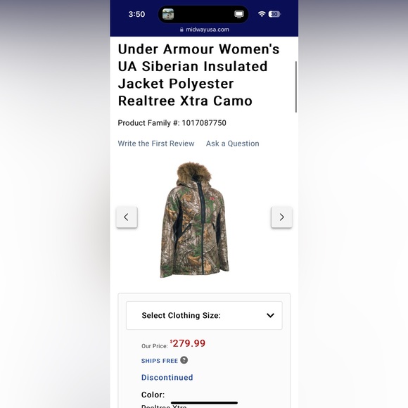 Under Armour Camo Hunting / Snow Siberian Jacket - Picture 8 of 9